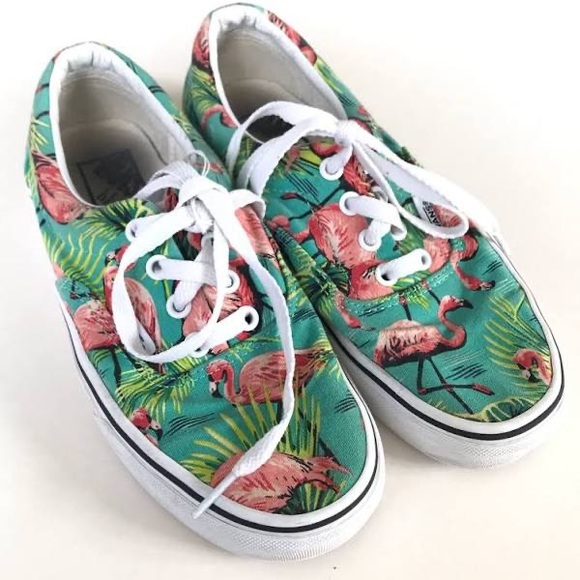 Vans Shoes - Van’s Van Doren Limited Edition Blue Green Water Flamingos Palm Trees 9M 10.5W
